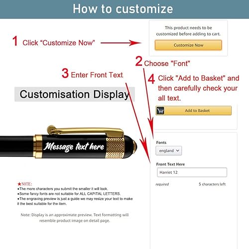 Miniatura 4 de Ancolo Juego de regalo de negocios con caja de bolígrafo, 2 recambios de tinta negra, cuerpo de metal, grabado con nombres, mensaje en los