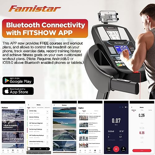 Image of 4.75HP Folding Treadmill w /h 300lb Capacity, Treadmill for Home, 15% Auto Incline, APP Connectivity