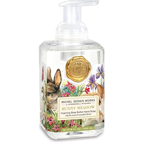 Michel Design Works Foaming Hand Soap, Bunny Meadow - Easter Bunny Soap Dispenser