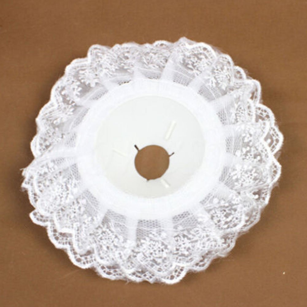 Novelty 2Pcs Bridal Wedding Bouquet Flower Handle Holder Mini Lace Edge Collar Decor - White 2pcs
