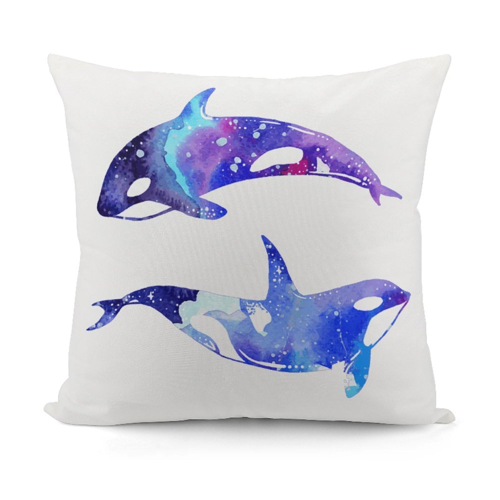 FekiLoot Orca Killer Whale Plush Cushion Covers, Double-Sided Throw Pillow Covers with Invisible Zipper, Comfortable Soft Square Cushion Cases for Sofa Bedroom Living Room 18x18 Inch (45x45cm)
