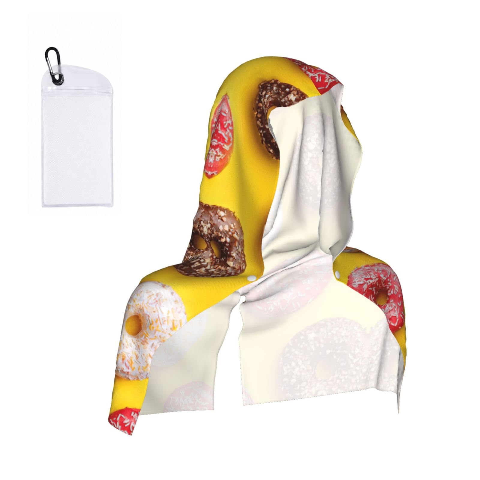 DUWAA Doughnut Print Cooling Hooded Sports Towel, 30×60cm Quick Drying Summer Cool Head Wrap For Neck And Face