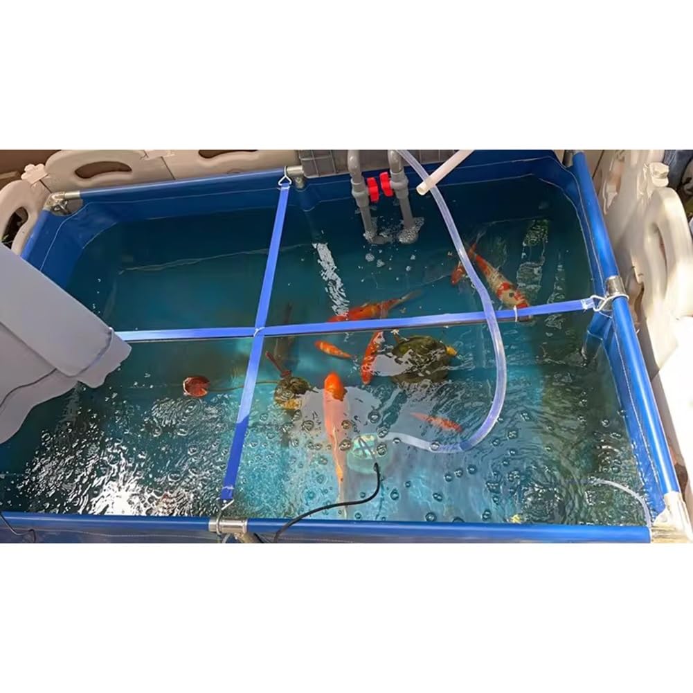 Faltbares Koi-Fischbecken – strapazierfähiges PVC-Canvas-Außenaquarium mit Stahlrahmen und Ablassventil, ideal für die Pflege von Fischen und Schildkröten (grün, 2 x 1 x 0,5 m)