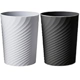 Small Bathroom Trash Can 1&period;8 Gallon Wastebasket Recycling Bin for Bedroom Office Kitchen &lpar;Black White&comma; 2 Pack&rpar;