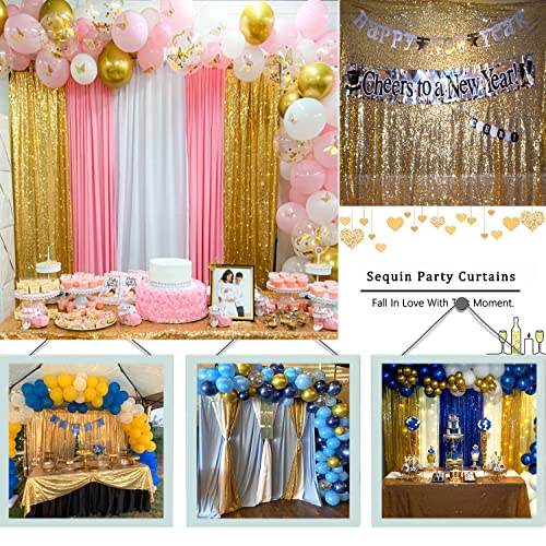 TCBESTO Gold Sequin Backdrop Curtains Glitter Drapes 2FTx8FT 4 Panels by TCBESTO - Used condition - Image 3