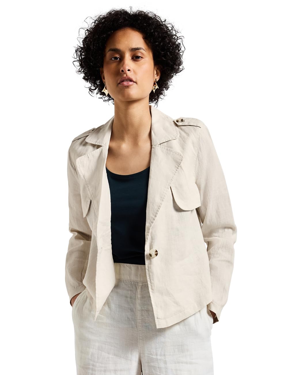 Street One Damen Kurzer Trenchcoat aus Leinen