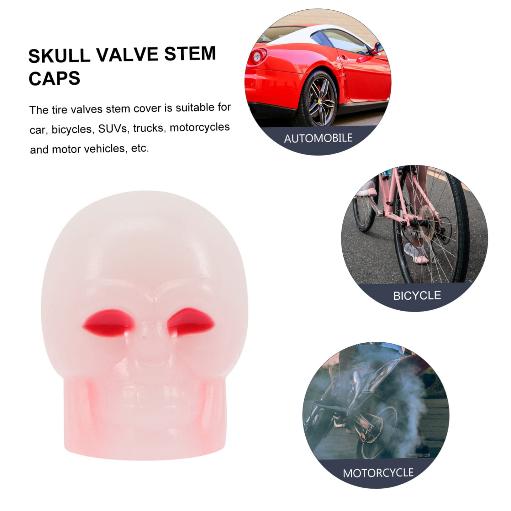 80pièces Couvercles De Valve Fluorescents Forme De Crâne pour Voiture Et Vélo Bouchons Antipoussière Universels Design Lumineux Et Facile à Installer