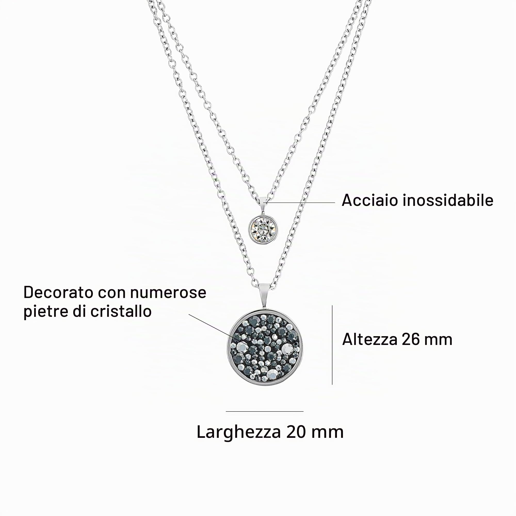 s.Oliver sOliver Collana con ciondolo in acciaio inossidabile da donna, con cristallo, fornita in confezione regalo per gioielli