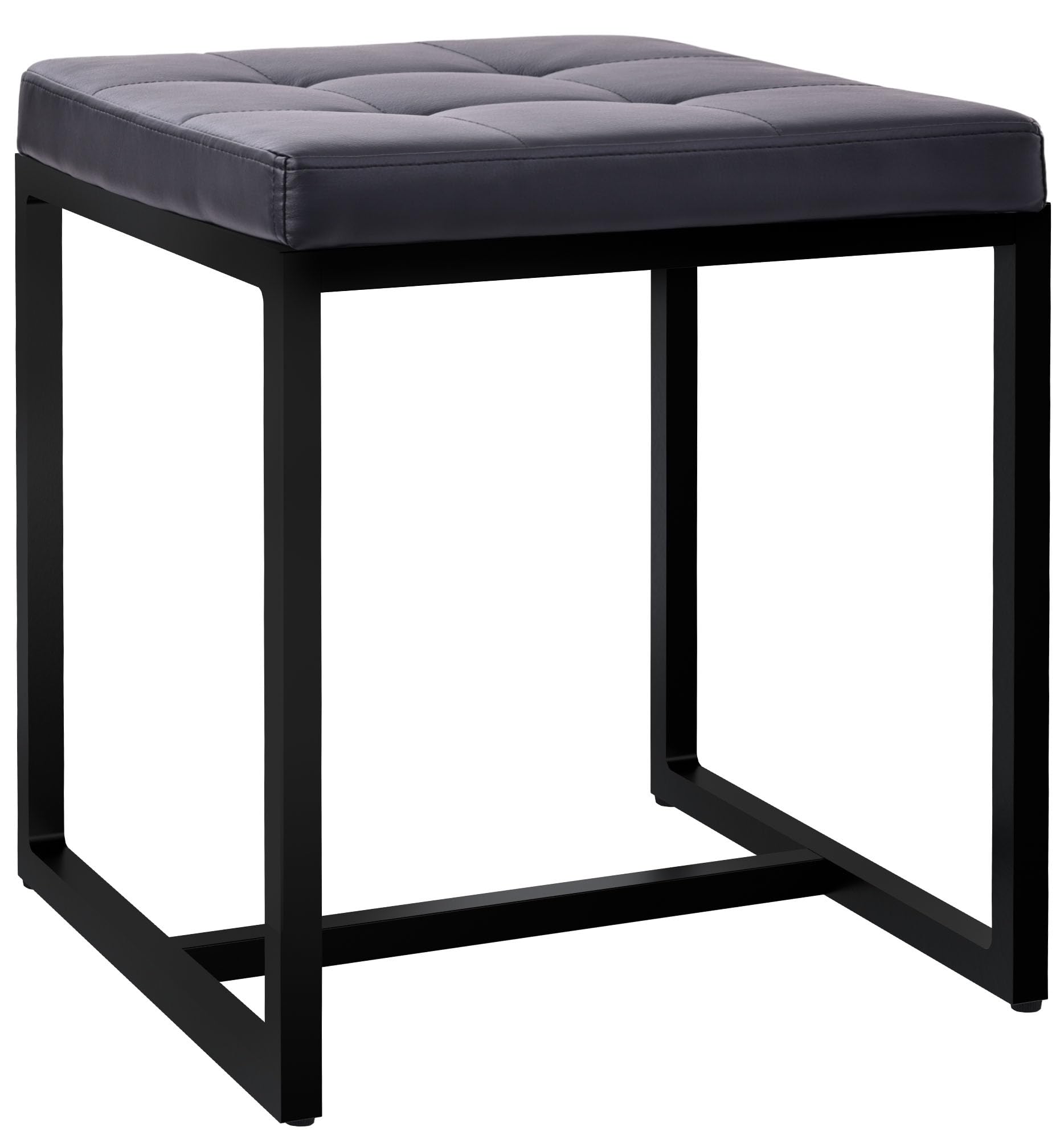 CLP Sgabello Barci I Sgabello moderno | Sgabello imbottito di alta qualità con struttura in ferro verniciato a polvere nero, Colore:nero, Materiale:Ecopelle