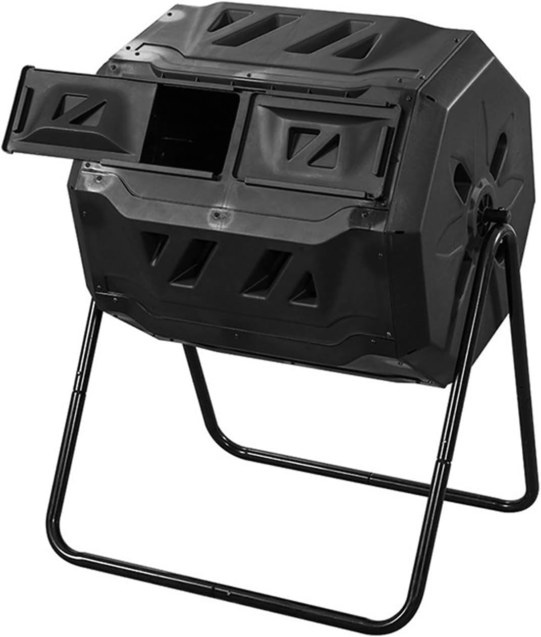 Electric Compost Bin Outdoor Dual Chamber Tumbling Composter, Outdoor Rotating Compost Tumbler Bin for Garden, Kitchen, and Yard Waste, 160L/42Gallon Composter