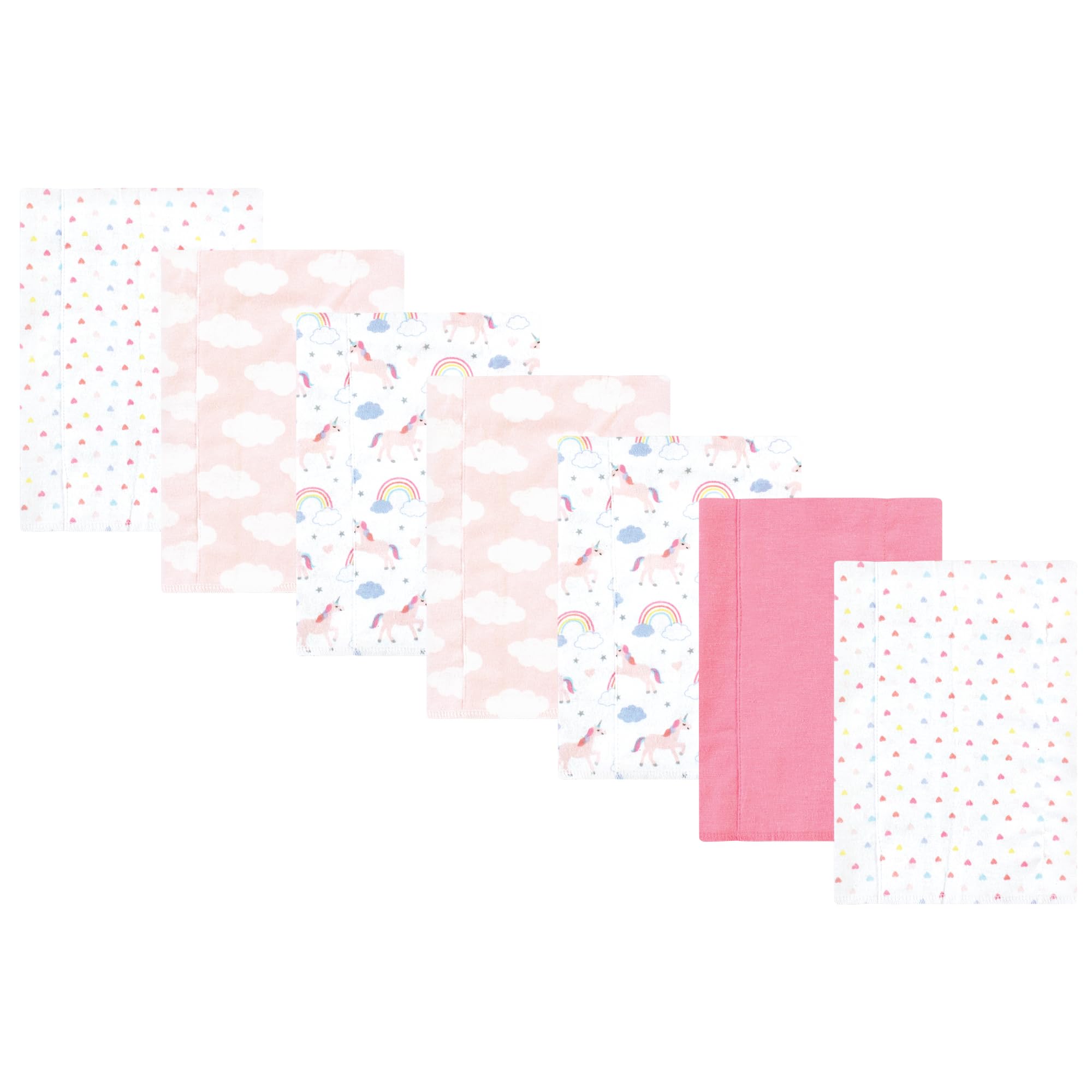 Luvable Friends Hudson Baby Flannel Burp Cloths 7pk, Pink Unicorn