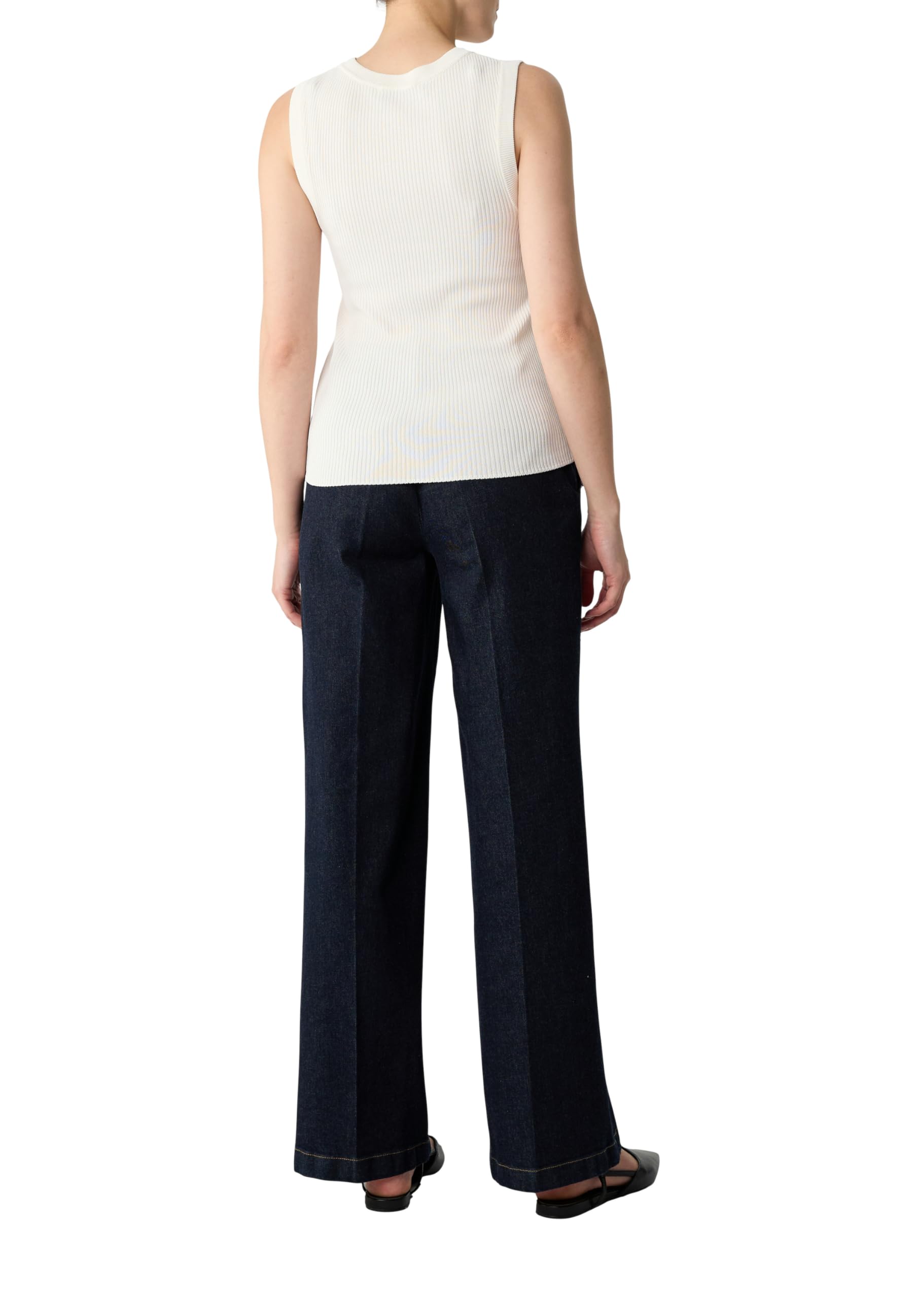 Comma Geripptes Stricktop aus Viskosemix im Slim Fit