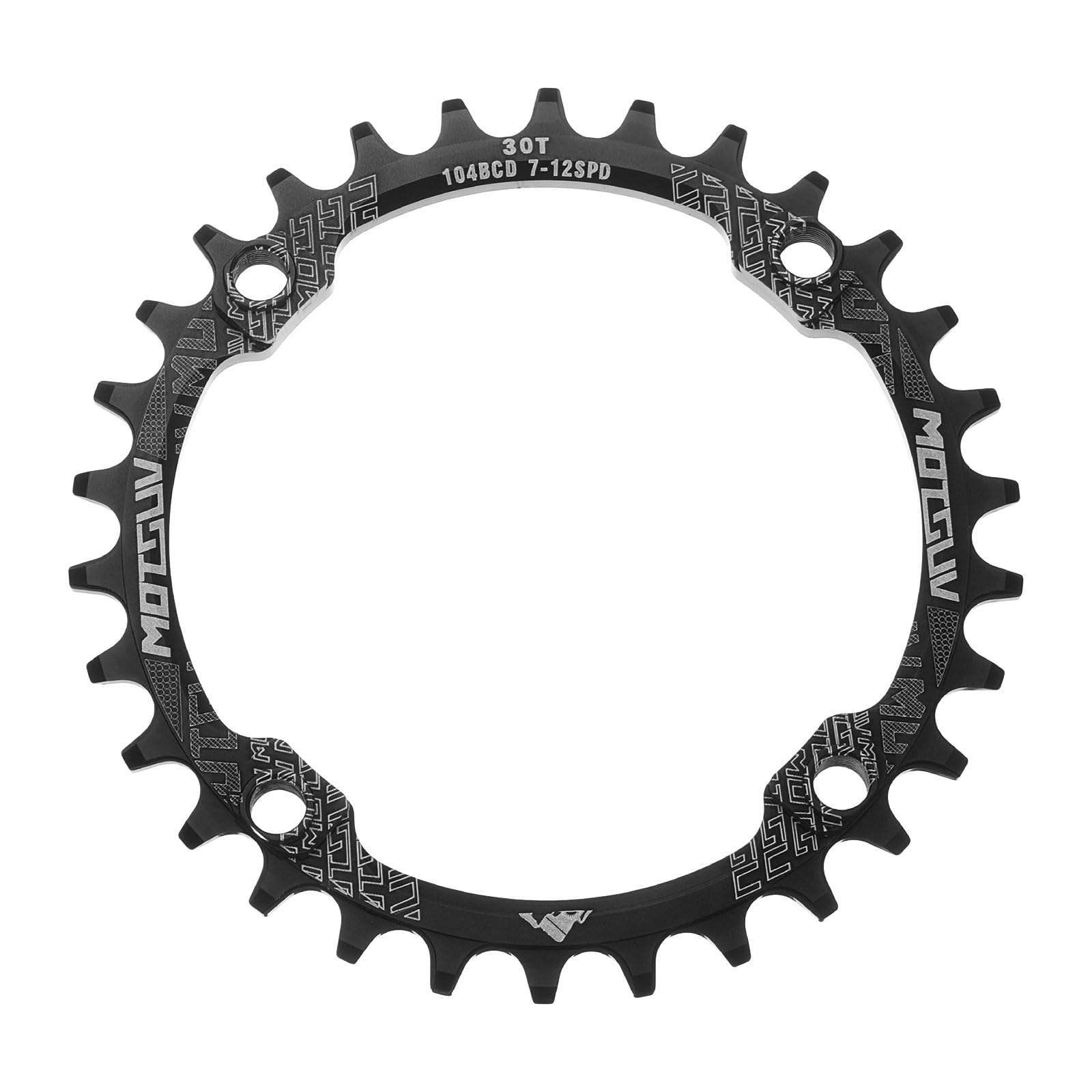 sourcing map 104BCD Bike Chainring 30T 7/8/9/10/11 Speed 125mm Diameter Round Aluminum Narrow Wide Tooth Bike Chainwheel for MTB Road Bike, Black