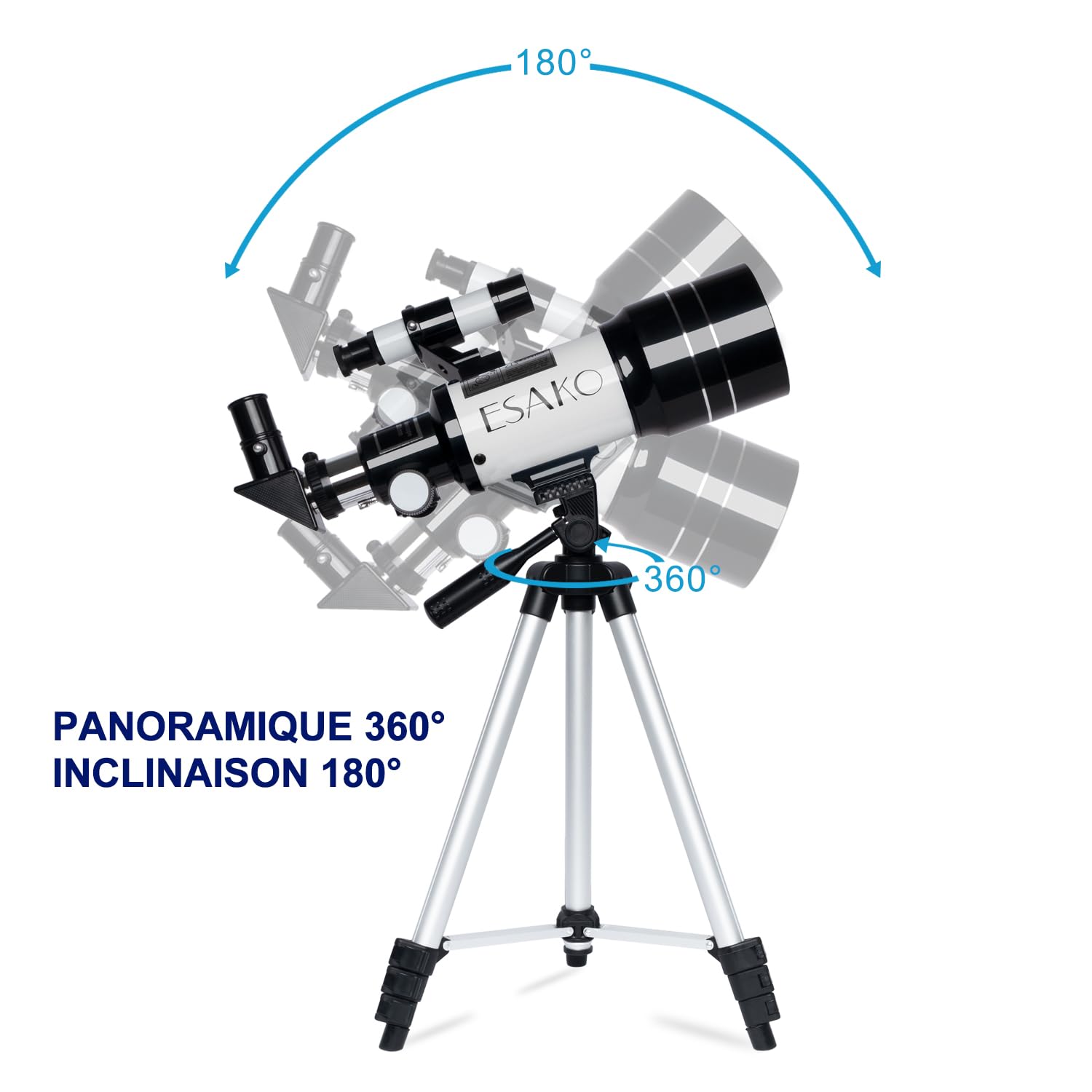 ESAKO Télescope pour Enfants & Débutants, 70 mm Télescopes réfracteurs Astronomiques avec 3 Oculaires, Adaptateur de téléphone, Filtre Lunaire
