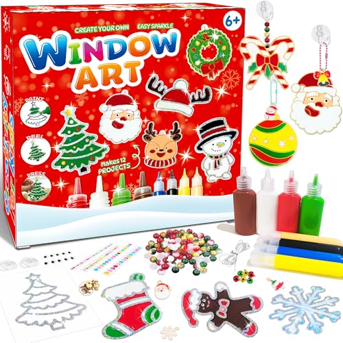 DIY Window Paint Art 208pcs Christmas Craft Kits Create Your Own Suncatchers Christmas Crafts for Christmas Party Window DIY Paint Art Make Your Own Window Clings for Christmas Holiday Decorations