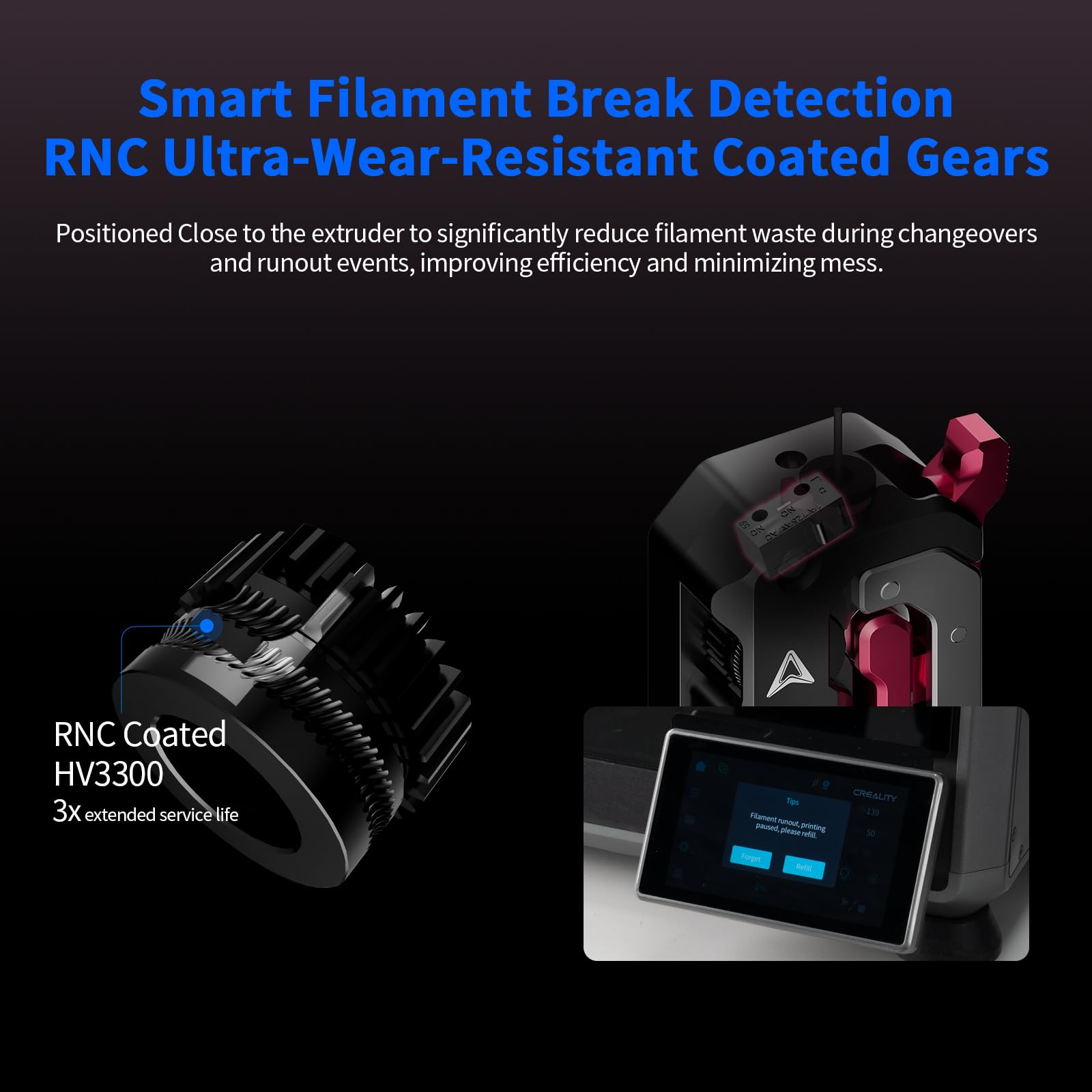 BCZAMD Akcesoria do drukarek 3D Upgrade DXC wytłaczarka for K1/K1C/K1 Max/K1 ES:napęd bezpośredni przekładnia śrubowa gładka karmienie wytłaczanie zamiennik-wsparcie filamentu 1,75mm zapewnia stabilne