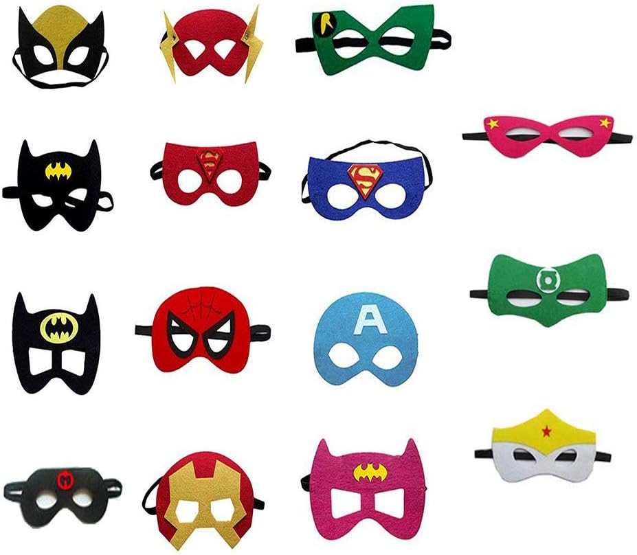 Masks for Children,SouthStar 15pcs Superhero Masks Felt Superhero Mask with Elastic Cord, Ideal for Children's Parties Bag Fillers