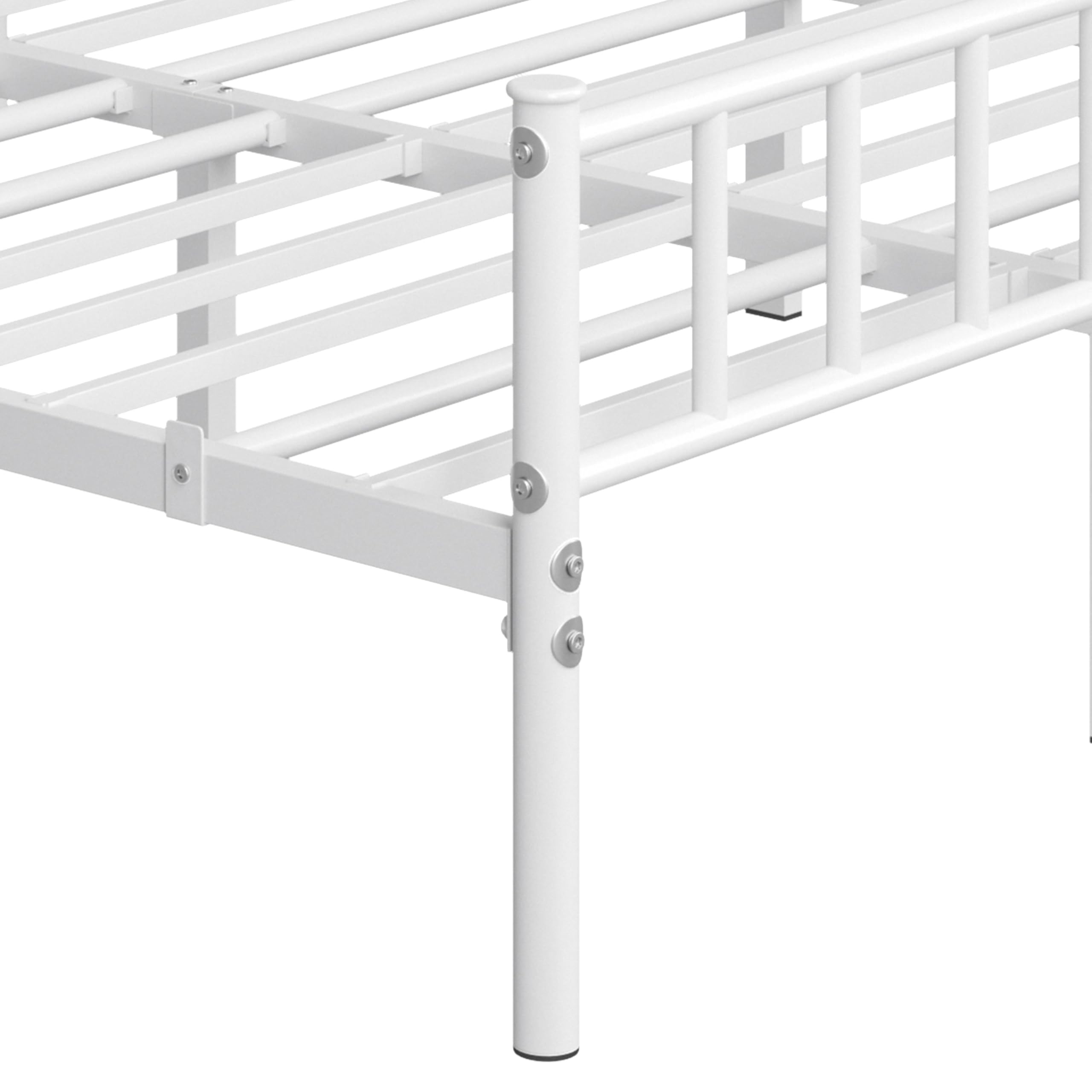 Yaheetech Struttura Letto Matrimoniale in Ferro Battuto a Doghe in Metallo 160 x 200 cm Testiera Semplice Bianco
