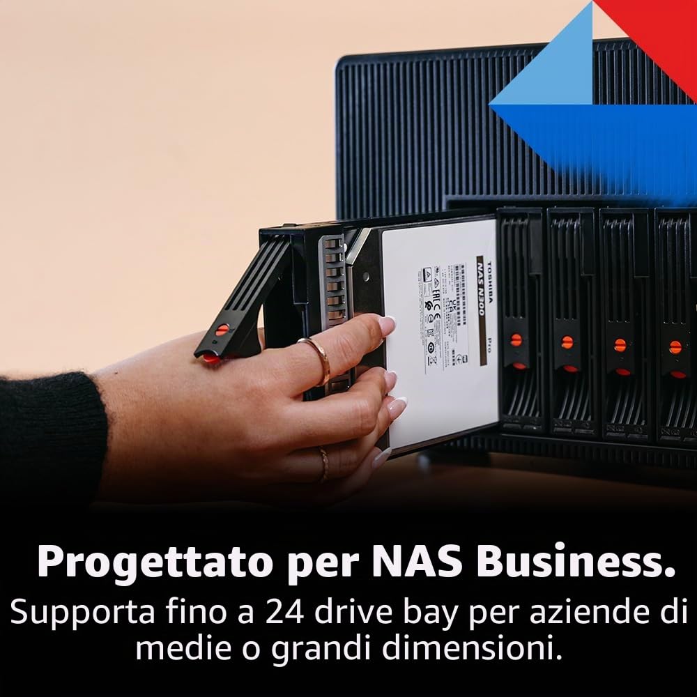Toshiba N300 PRO 4TB NAS aziendale di grandi dimensioni (fino a 24 alloggiamenti) Disco rigido interno da 3,5" - Velocità di carico di lavoro fino a 300 TB/anno CMR SATA 6 GB/s 7200 RPM Cache 256 MB -
