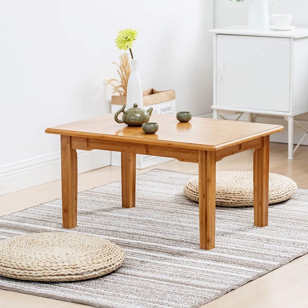 Bamboo Small Coffee Table Children's Study Table Small Square Table Laptop Table Breakfast Table Writing (Color : Wood Color, Size : 60x40x37cm)