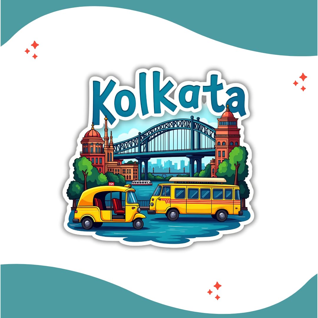 GiftODay Kolkata City Theme Souvenir Wooden Fridge Magnet for Refrigerator - Kolkata Fridge Magnet for Kitchen & Home Decor | Perfect Souvenir Gift | Size 3x3 Inches | Pack of 1 4