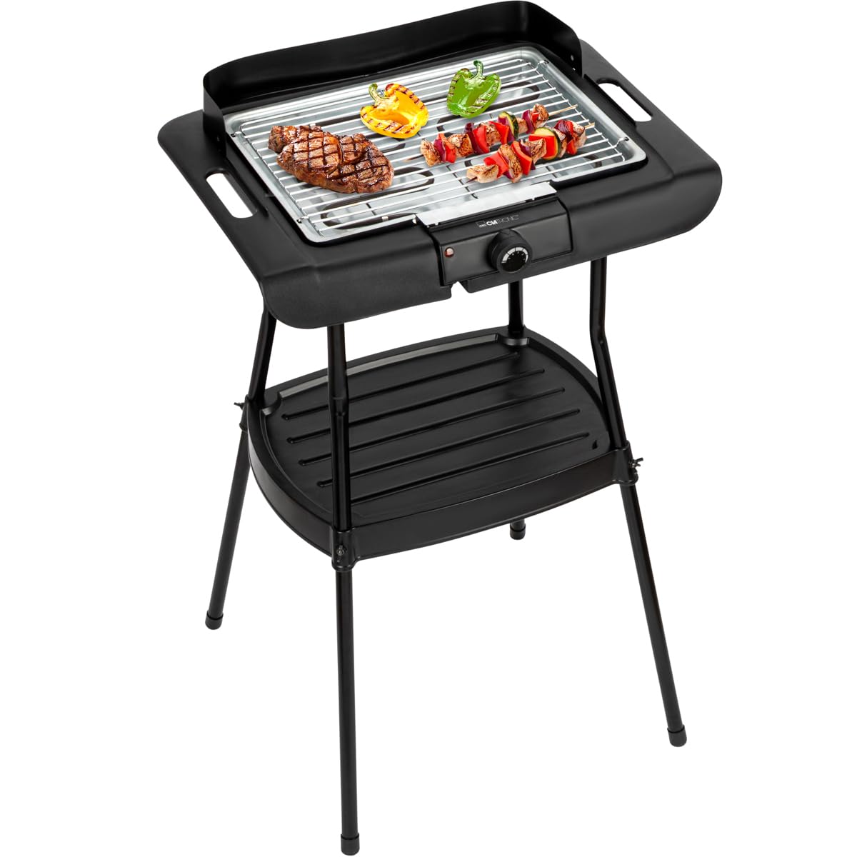 Barbecue sur pied et de table Clatronic | pour l'intérieur et l'extérieur | Barbecue électrique pour balcon | 2000 W | Barbecue de table électrique | Faible dégagement de fumée et d'odeurs | BQS 3842