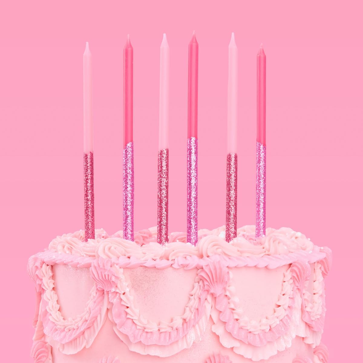 xo, Fetti 10 Pink Glitter Party Cake Candles Tall Thin - 10 Pcs | Bachelorette Party, Birthday Girl Gift, Fun Cake Decoration Supplies, Baby Shower, Cute Cupcake Topper
