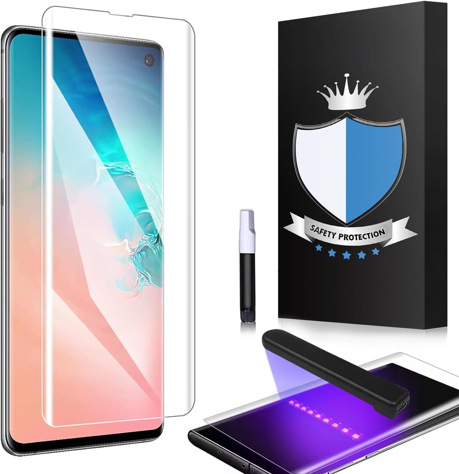 GColor Screen Protector for Galaxy S10, [Full Adhesive] [Case Friendly] [3D Curved Fit