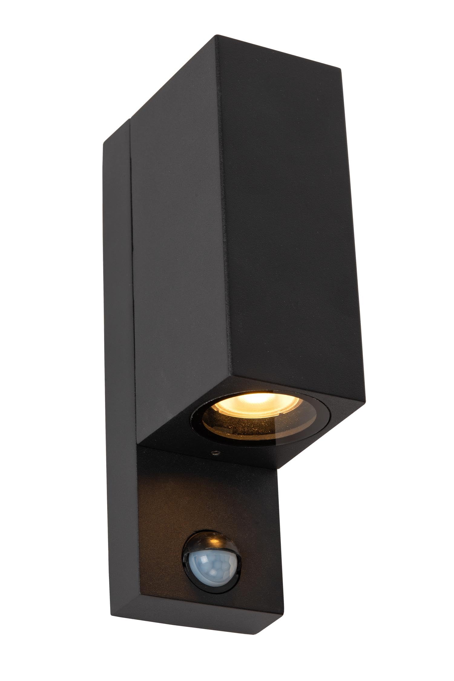 Lucide Black Zaro - Wall Spotlight/Wall Light Indoor/Outdoor - 2Xgu10 - Ip65 - Motion & Day/Night Sensor (Deactivatable)