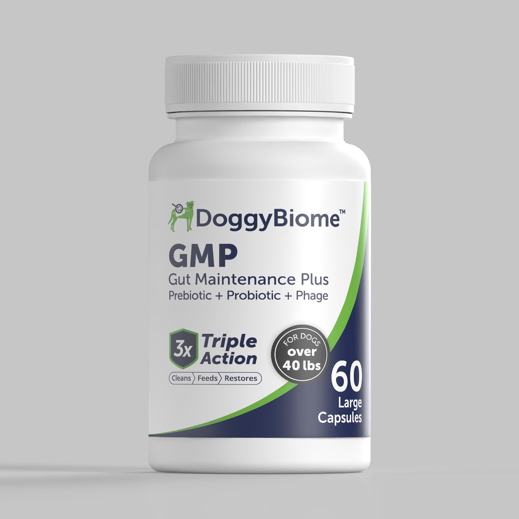 AnimalBiomeDog Probiotics - GMP Prebiotics and Probiotics - Reduce Diarrhea Flareups - for Dogs Over 40 lbs (60 Capsules) - DoggyBiome