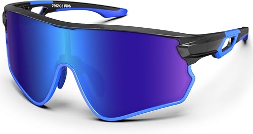 Miniatura 18 de BEACOOL Polarized Sports Sunglasses for Men Women Youth Baseball Cycling Running Driving Fishing Golf Motorcycle TAC Glasses Negro Azul,Negro