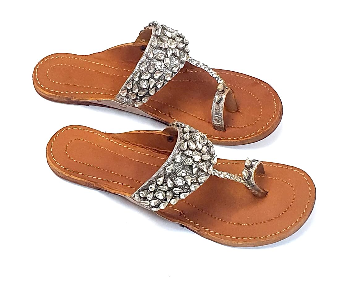 GenericWomens Ladies Traditional Asian Kolhapuri India Asian Slip-on Sandal  Slides Shoes