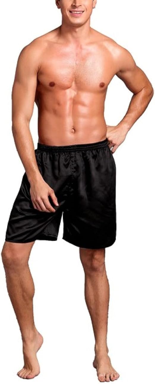 WSLCN Men Pajama Shorts Ultra Soft Satin Pajamas Bottoms Summer