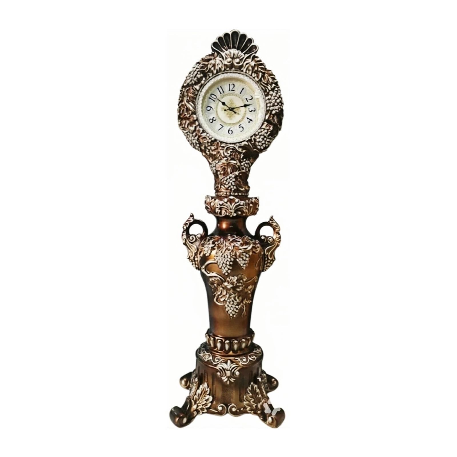 WANGHAI-666 Grandfather Clocks Floor Clock Quartz Silent European Style Ornate for Living Room and Home(Bruin)