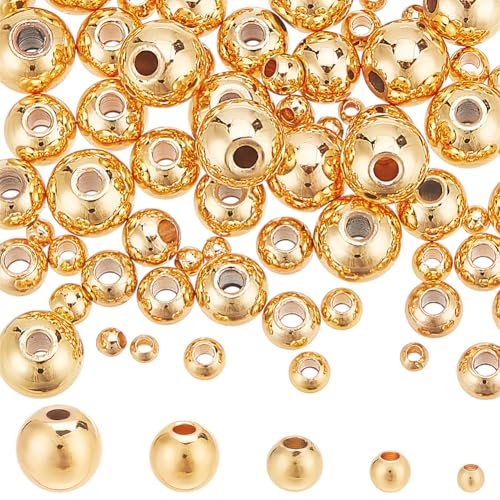 Perline placcate oro 14K, perline rotonde distanziatrici in oro