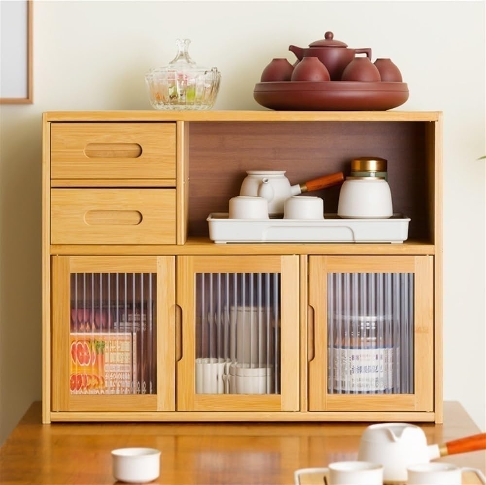 BHGFYXBS Kitchen Sto Cabinet With 2 Ders Countertop Pantry For Kitchen Tabletop Natural H 24.8" X 9" X 19.3" Space Saving Solut,Natural-24.8 * 9 * 19.3In,Natural-24.8 * 9 * 19.3in