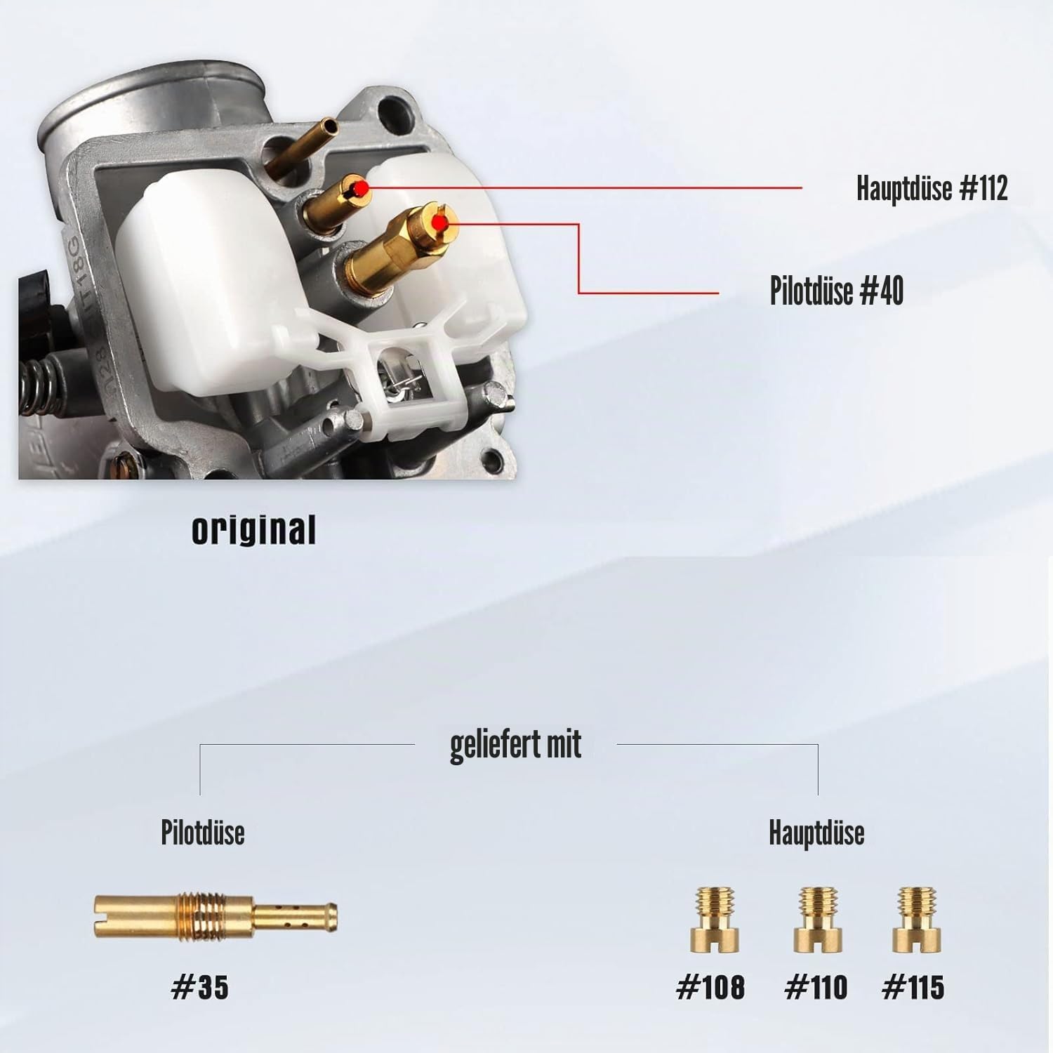 NIBBI PE24mm Vergaser für 140cc-150cc Flansch Motorrad Motor Vergaser mit Carb Jets