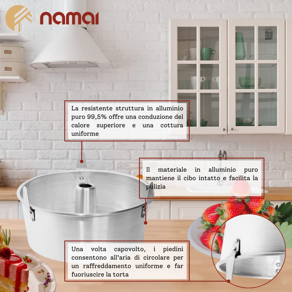 Stampo Chiffon Cake Mario Mugnano: Diametro 26 Cm, Fondo Staccabile! Perfect Per Torte Soffici E Angel Food - Foto 4