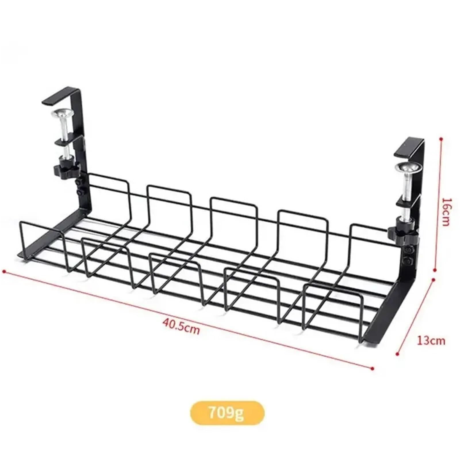 Vassoio for la gestione dei cavi in ​​ferro sotto scrivania | Nero 40,5x13x16 cm Gestione dei cavi sotto la scrivania: organizzazione dello spazio di lavoro