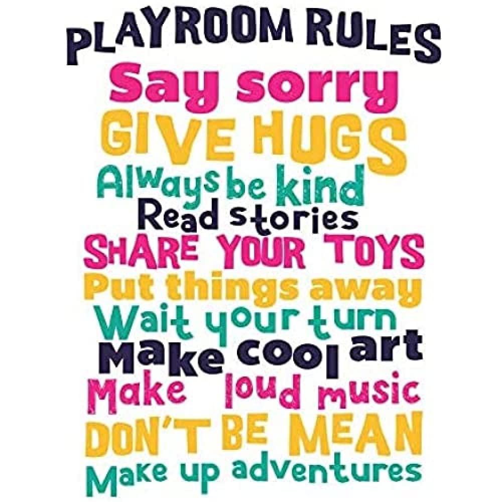 Kids Playroom Rules Fun Colourful Wall Art Print