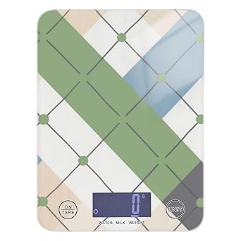 Minimalist Blue Green Plaid Baking Food Scale Digital 11lb/0.18oz, 5kg/5g Kitchen Digital Scales with 4 Unit for Dieting Dieting Dieting bascula para pesar Personas