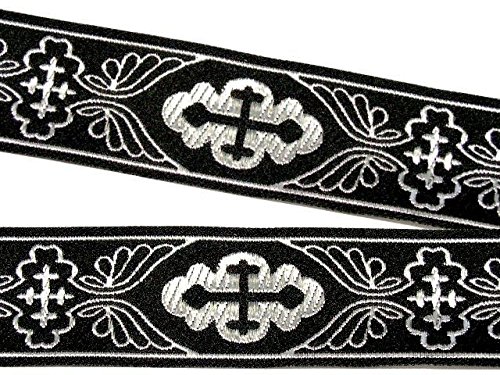10-m medieval woven ribbon 35 mm wide colour: black/silver from 1A