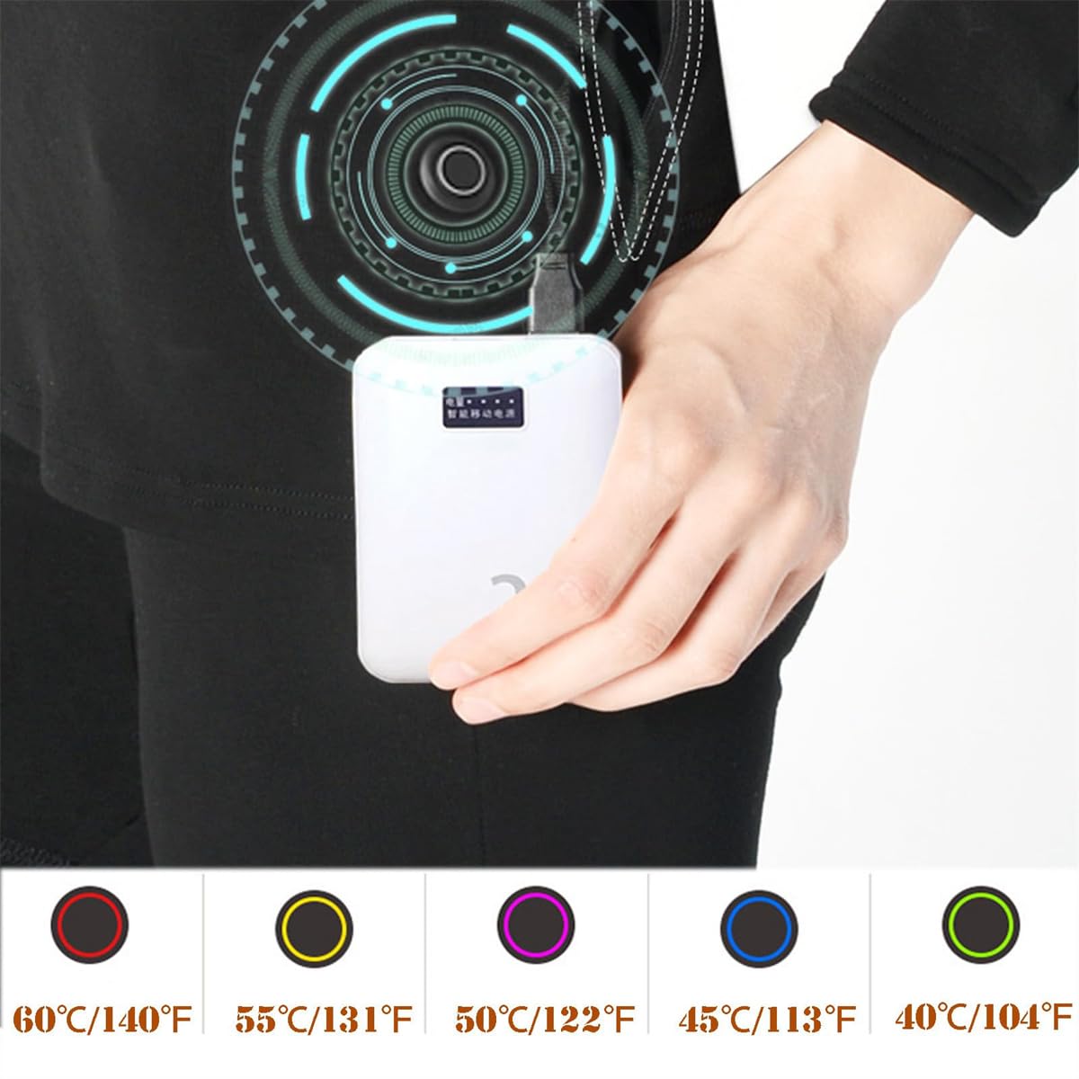 Completo Intimo Termico a 24 Zone, Set USB riscaldato elettricamente, Controllo Tramite App con 5 Livelli di Riscaldamento, Completo Intimo Caldo