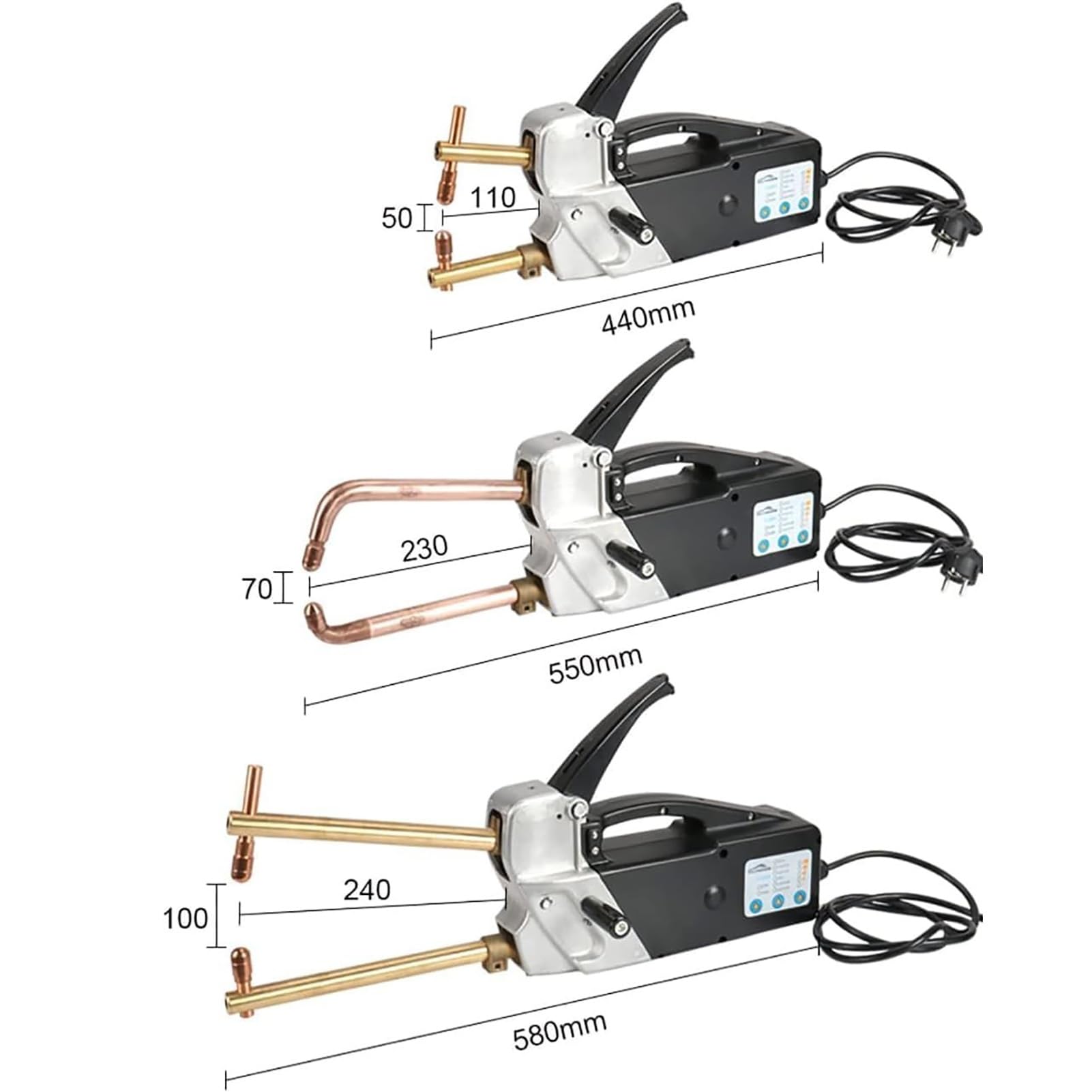 Saldatrice elettrica a punti, saldatrice portatile portatile per acciaio dolce, efficiente strumento di saldatura a punti su entrambi i lati per la riparazione di lamiere, capacità 2,0 mm