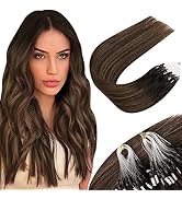 Sunny Micro Hair Extensions Human Hair Brown Ombre 50G Micro Bead Hair Extensions Dark Brown Bala...