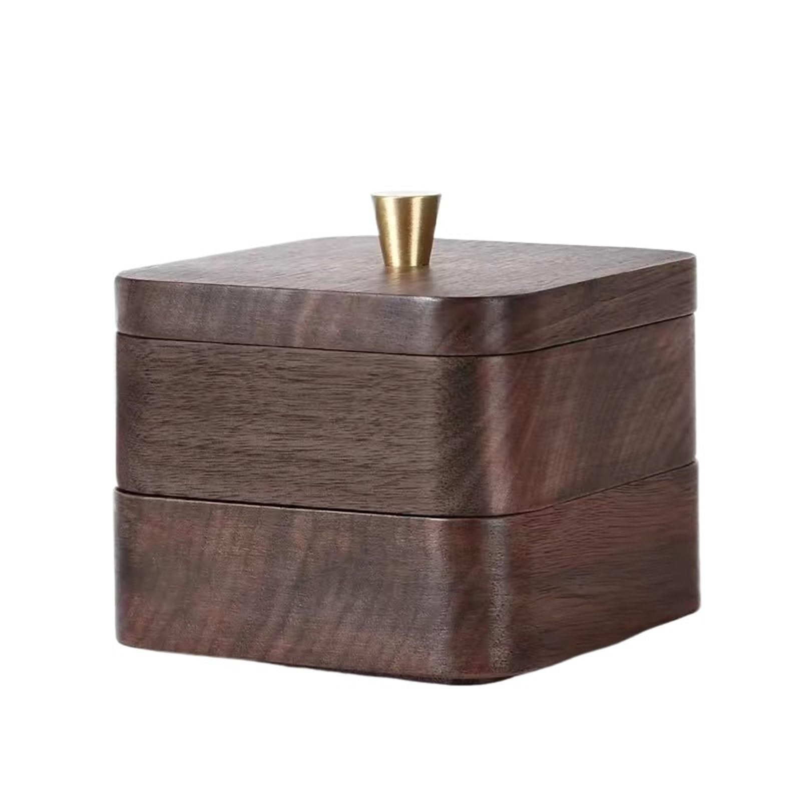 PSNKLMM Black Walnut Wooden Dental Floss Box Double Storage Household Toothpick Cotton Swab Jewelry(2 Layers)