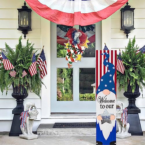 4Th Of July Decorations Outdoor, Decspas 36" Stars Stripes Gnomes 4Th Of July Decorations For Home, Decorative Plaque Fourth Of July Patriotic Decorations Welcome To Our Home Sign For Front Door Porch #TOP3