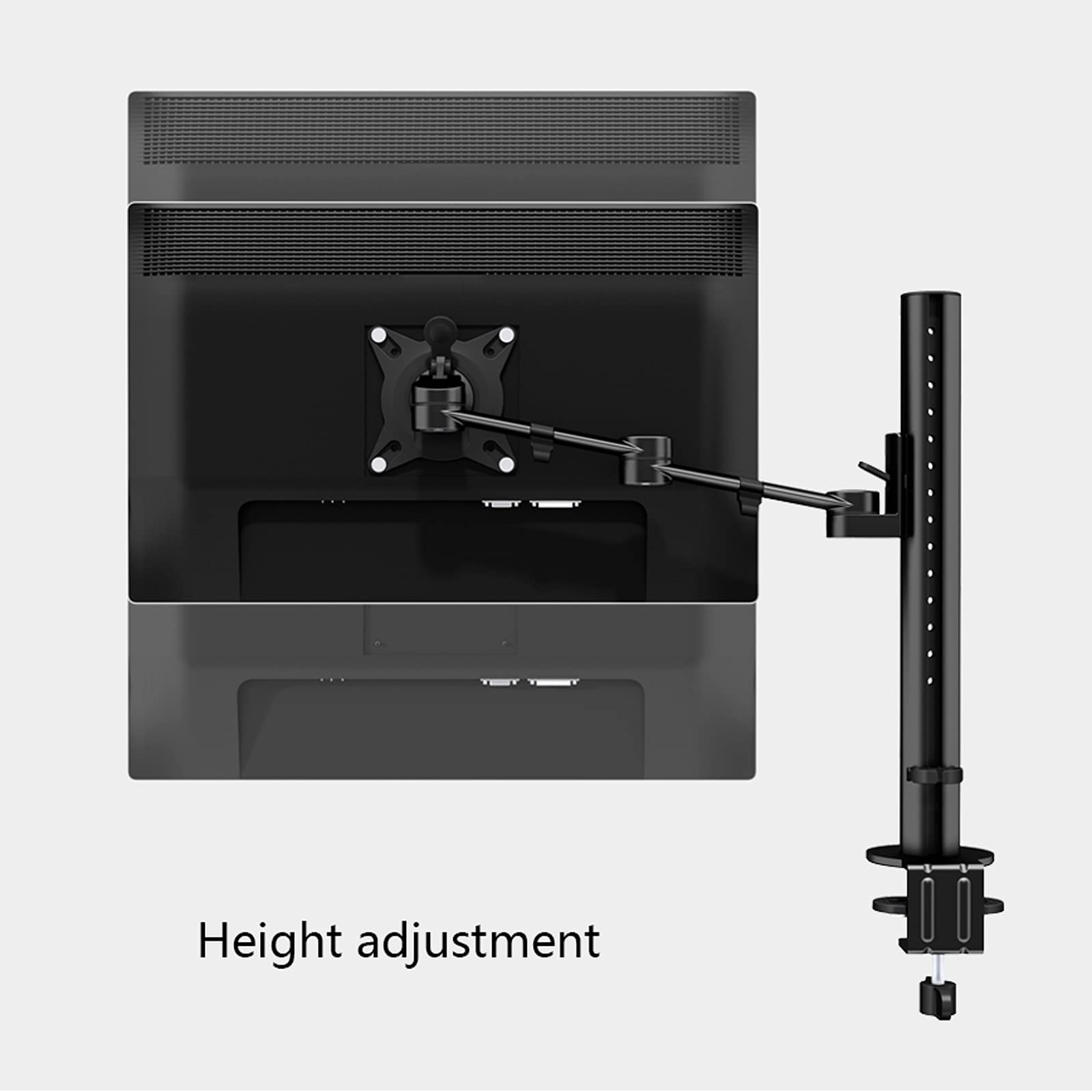 Brazo de monitor de gas de 17" a 32" de aleación de aluminio, soporte de monitor individual, columna ajustable, soporte de escritorio para monitor, soporte de monitor con kit de ojal de abrazadera, so