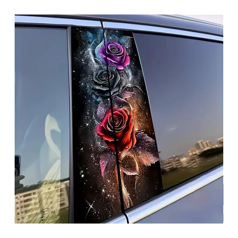 Bertdcx One Color Rose Patterned Car Sticker Waterproof Scratch Resistant Auto Parts