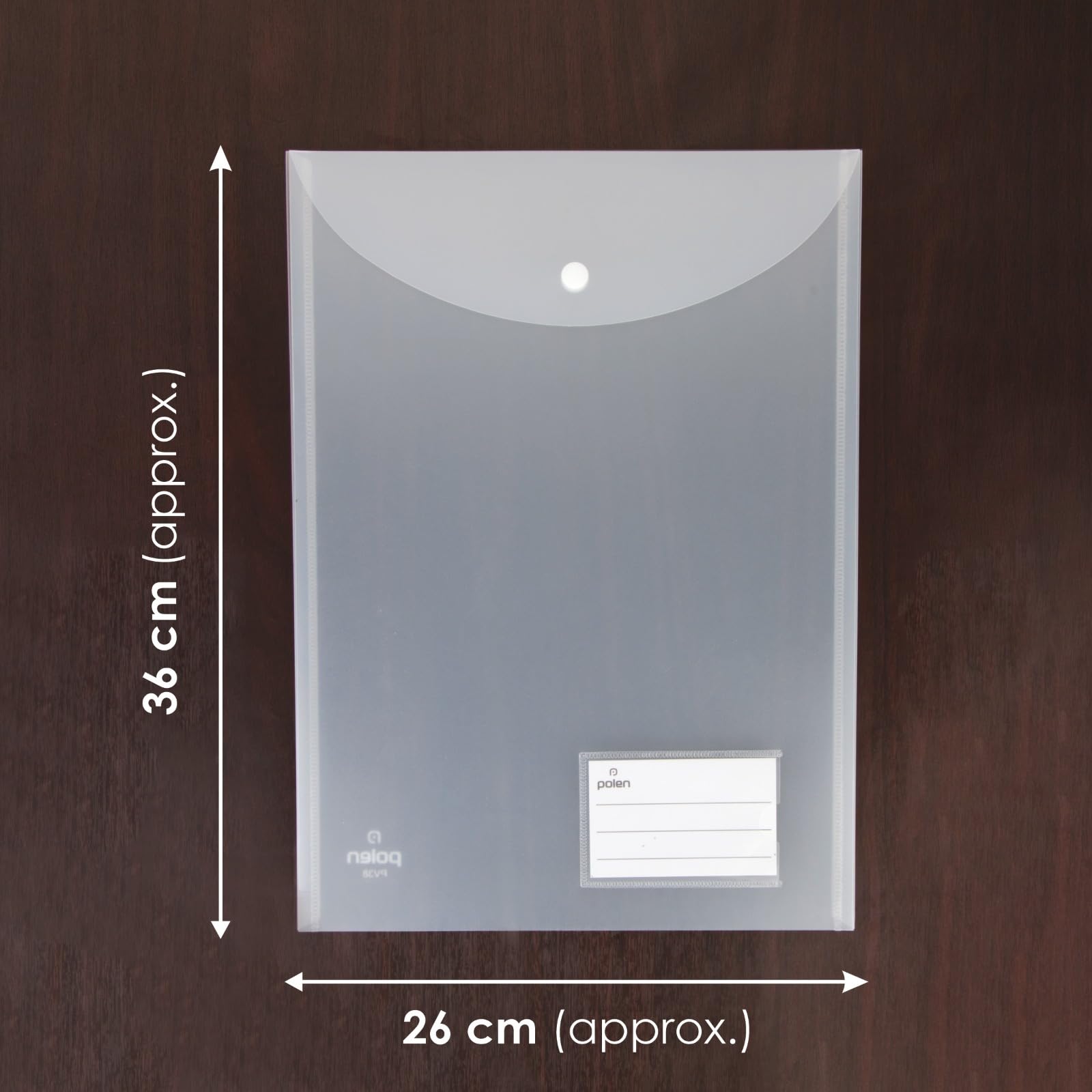 POLEN 12 Pcs Vertical Transparent Button Bag,Folder with 40 Microns Poly Plastic File Folders-FS Letter Size,Snap Closure,Waterproof and Organizer Bags for School,College,Office and Etc.(White) 3